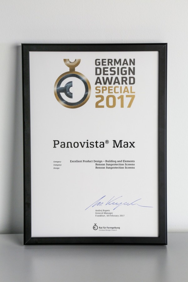 Renson Panovista Max bekroond met ‘German Design Award Special 2017’