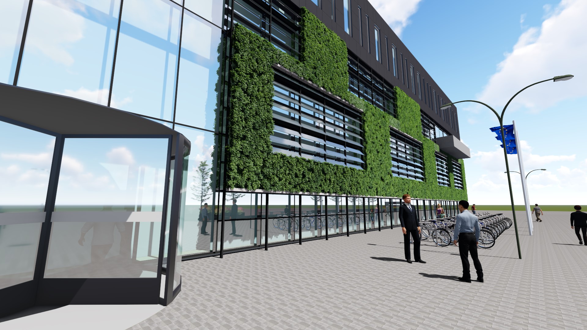 Impressie zuidgevel Gemeentehuis Heerhugowaard met Shadogreen en Shadoglass Impressie zuidgevel Gemeentehuis Heerhugowaard met Shadogreen en Shadoglass