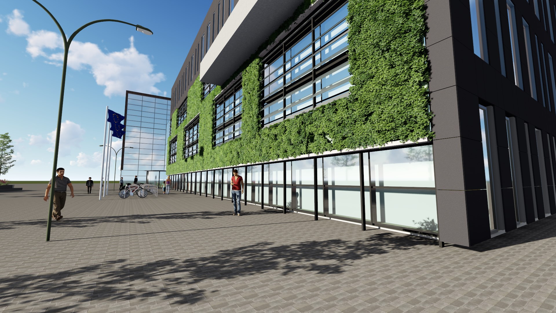 Impressie zuidgevel Gemeentehuis Heerhugowaard met Shadogreen en Shadoglass Impressie zuidgevel Gemeentehuis Heerhugowaard met Shadogreen en Shadoglass