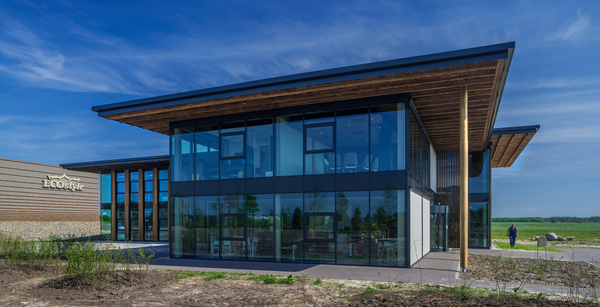 Gebouw glazen gevel Ecostyle