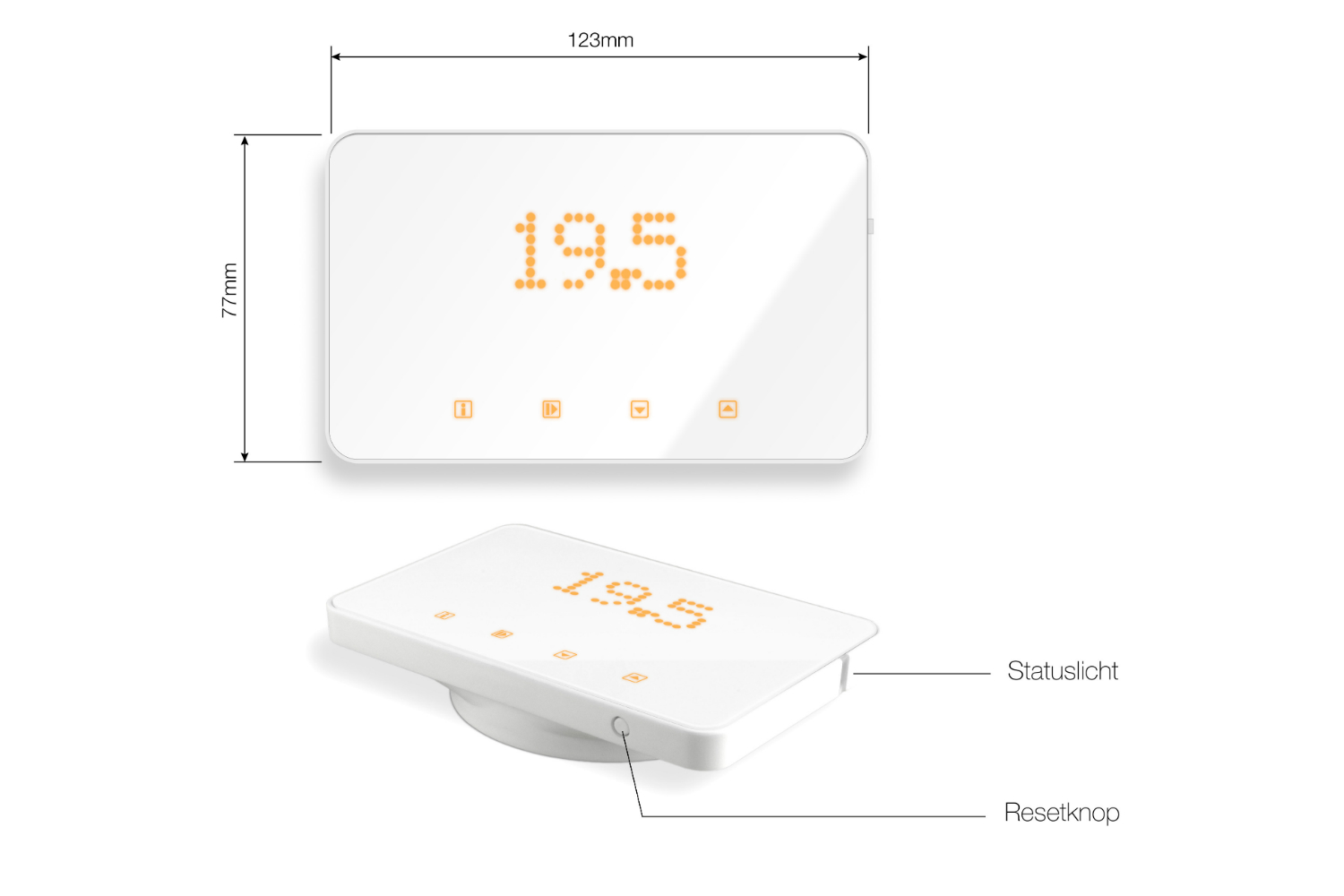 ThermoSmart3 vooraanzicht en onderaanzicht ThermoSmart3 vooraanzicht en onderaanzicht