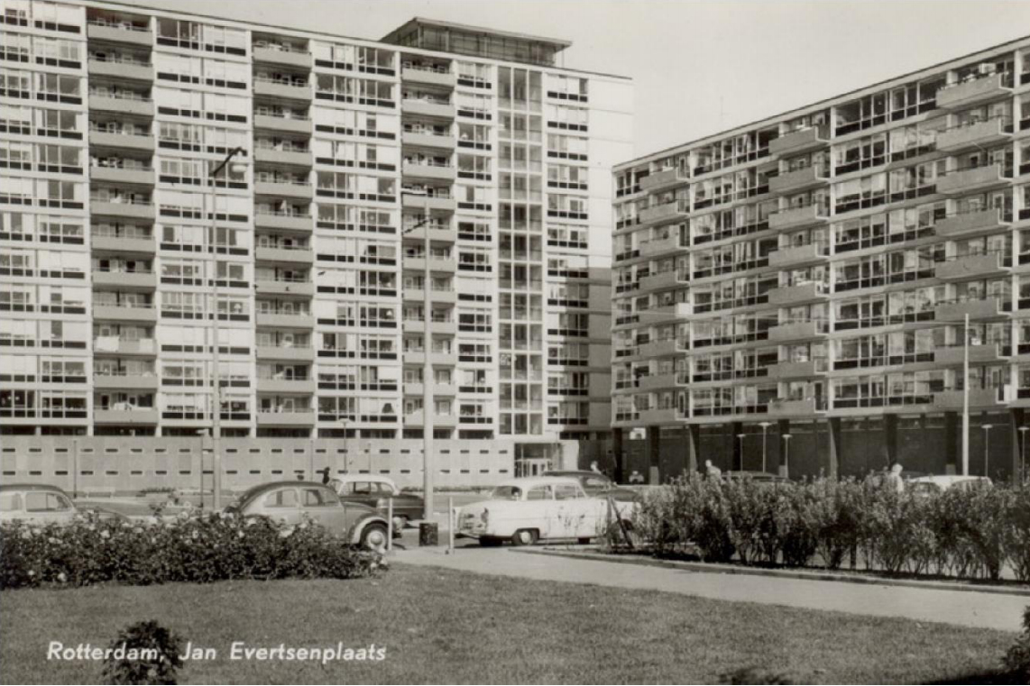 Jan Evertsenplaats Rotterdam, historische foto Jan Evertsenplaats Rotterdam, historische foto