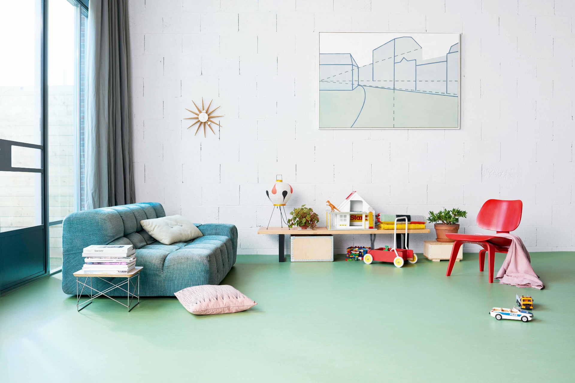CO2-neutraal Marmoleum van Forbo Flooring in de woonkamer CO2-neutraal Marmoleum van Forbo Flooring in de woonkamer