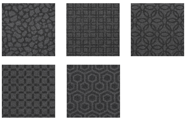 Storax tapijtvoorbeelden stone, squares, rings, grid en combi