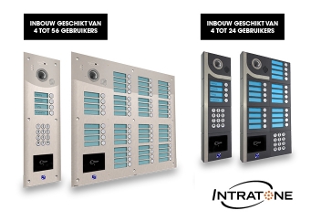 Intratone intercom is afhankelijk van type geschikt voor 4 tot 24 of 4 tot 56 gebruikers