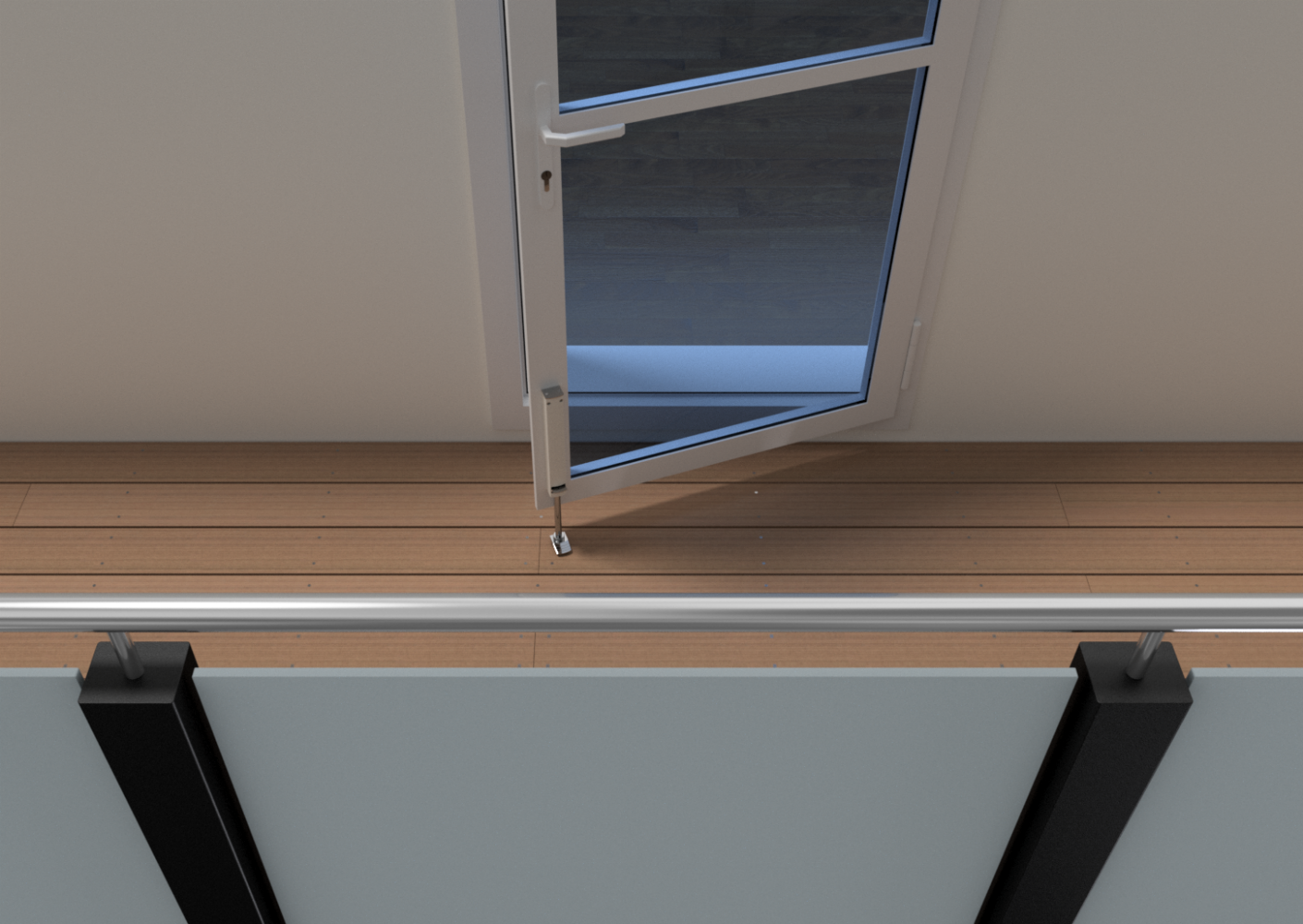 Door Holder ZE white on balcony door Door Holder ZE white on balcony door