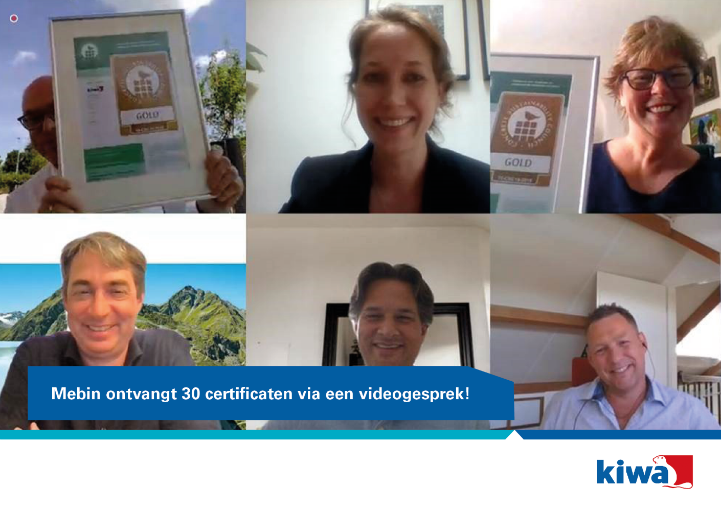 Mebin ontvangt 30 certificaten via een videogesprek Mebin ontvangt 30 certificaten via een videogesprek