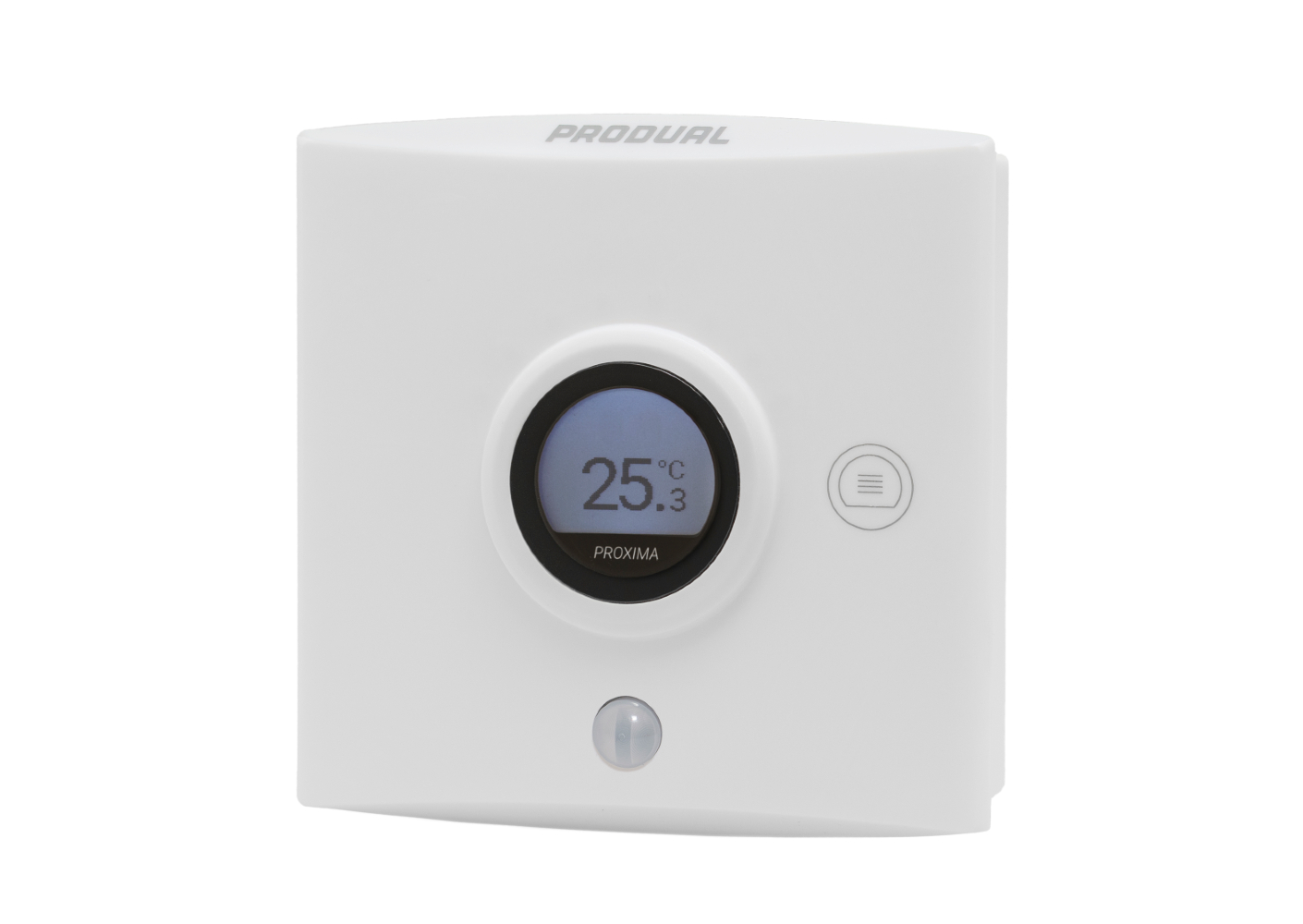 Draadloos Produal Proxima meetsysteem uitgebreid met batterijgevoede CO2-transmitter en geavanceerde bedienknop Draadloos Produal Proxima meetsysteem uitgebreid met batterijgevoede CO2-transmitter en geavanceerde bedienknop