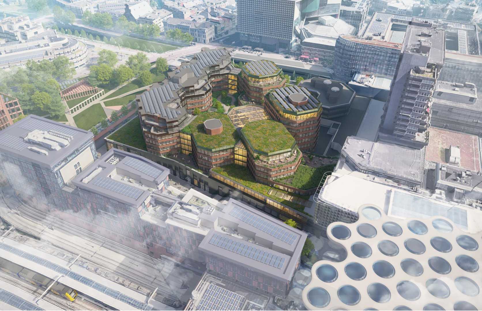 De Nieuwe Tuin Gildenkwartier wordt getransformeerd tot De Nieuwe Tuin, een herontwikkeling van Schroders Capital en Boelens de Gruyter. Circa 32.000 vierkante meter is gelegen in het stationsgebied en wordt eind 2027 opgeleverd.