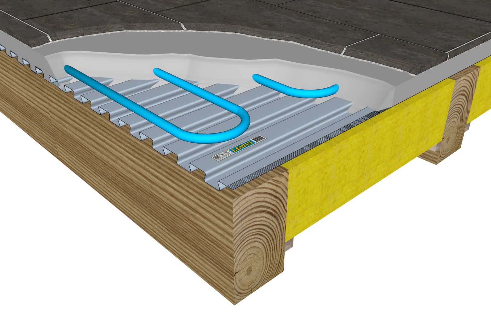 LEWIS® + vloerverwarming Zwaluwstaartvloer met vloerverwarming