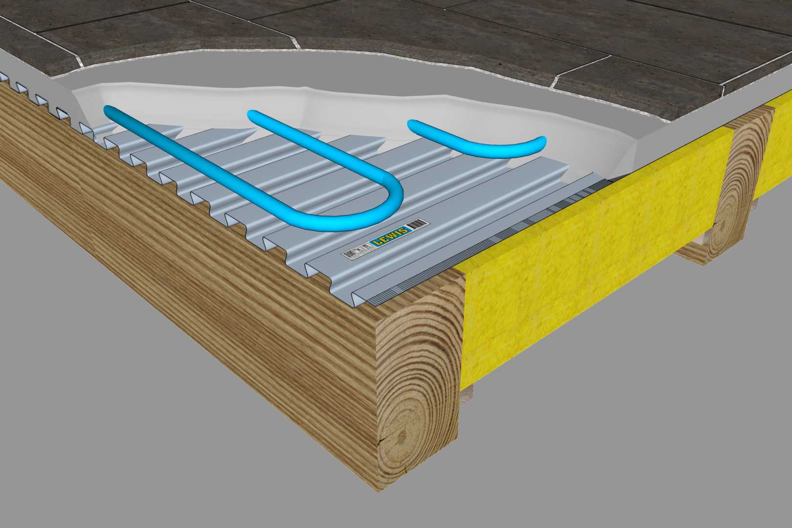 LEWIS® + vloerverwarming Zwaluwstaartvloer met vloerverwarming