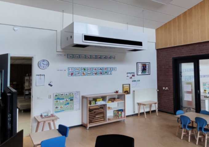 2VV WTW Schoolventilatie Klaslokaal met ventilatiesysteem
