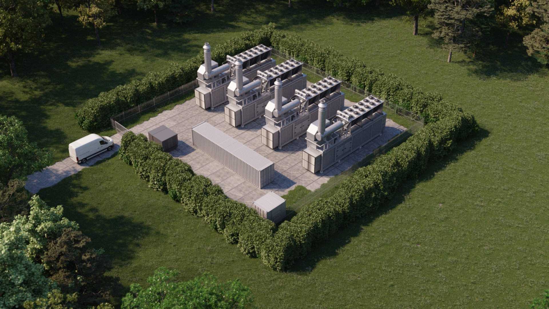 illustratief voorbeeld van de stroomgeneratoren in een omgeving stroomgeneratoren in groene omgeving