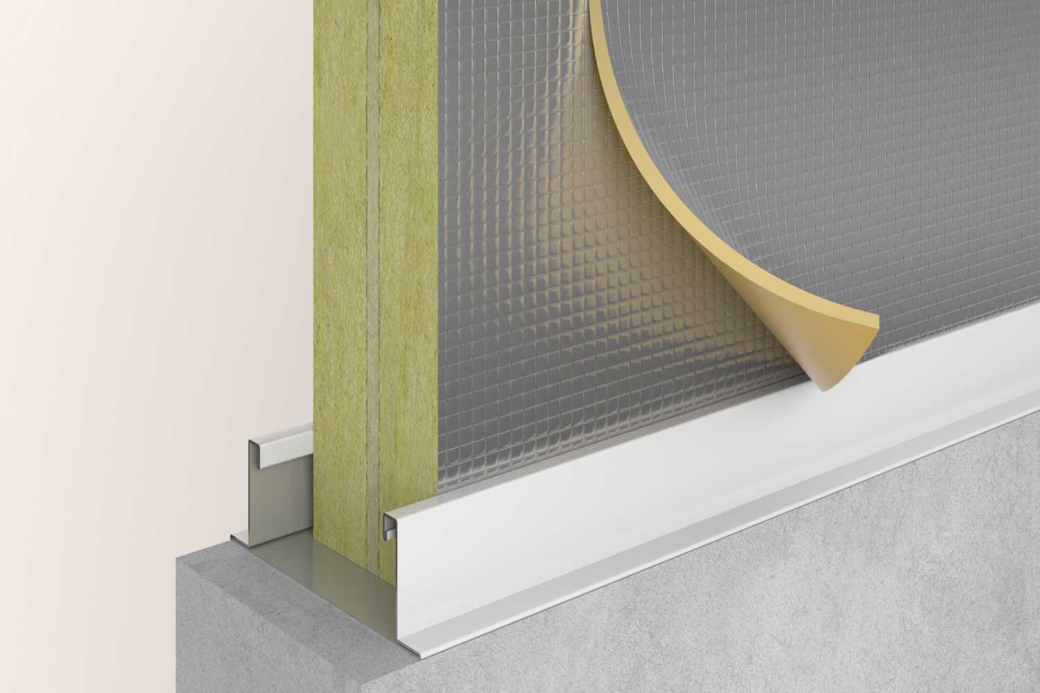 Saint-Gobain SONOREX 41 - detail met EasyMass folie Detail van muurisolatie