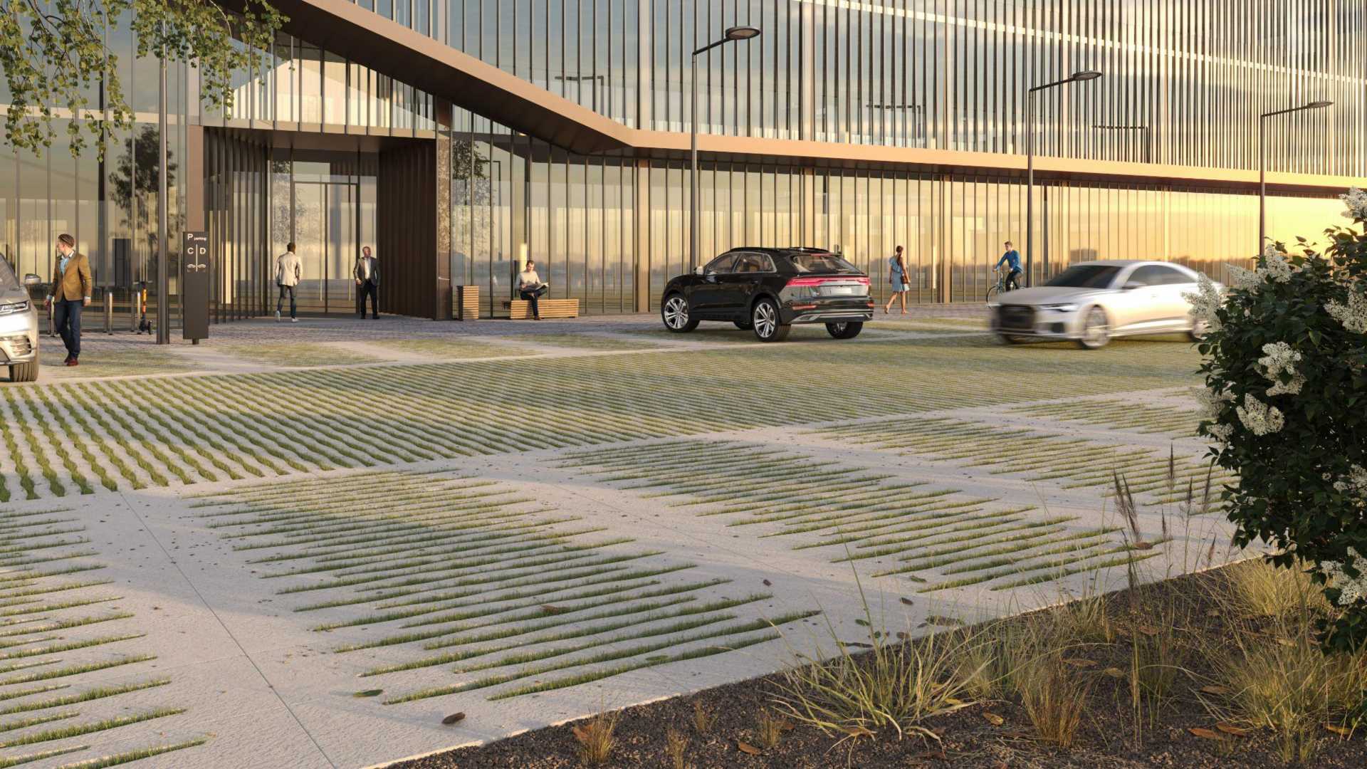 grastegels voor gebouw