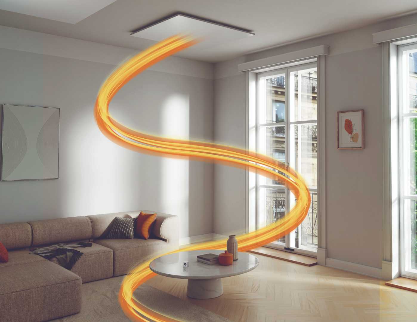 woonkamer met verwarmingssysteem