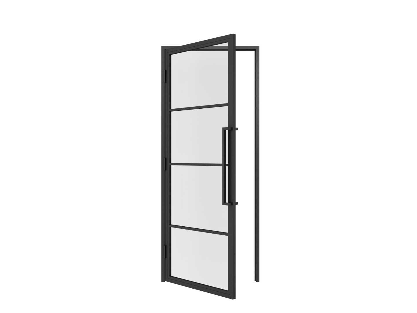 Scharnierdeur 4 vlaks helder glas linksdraaiend Glazen deur met 4 vlakken