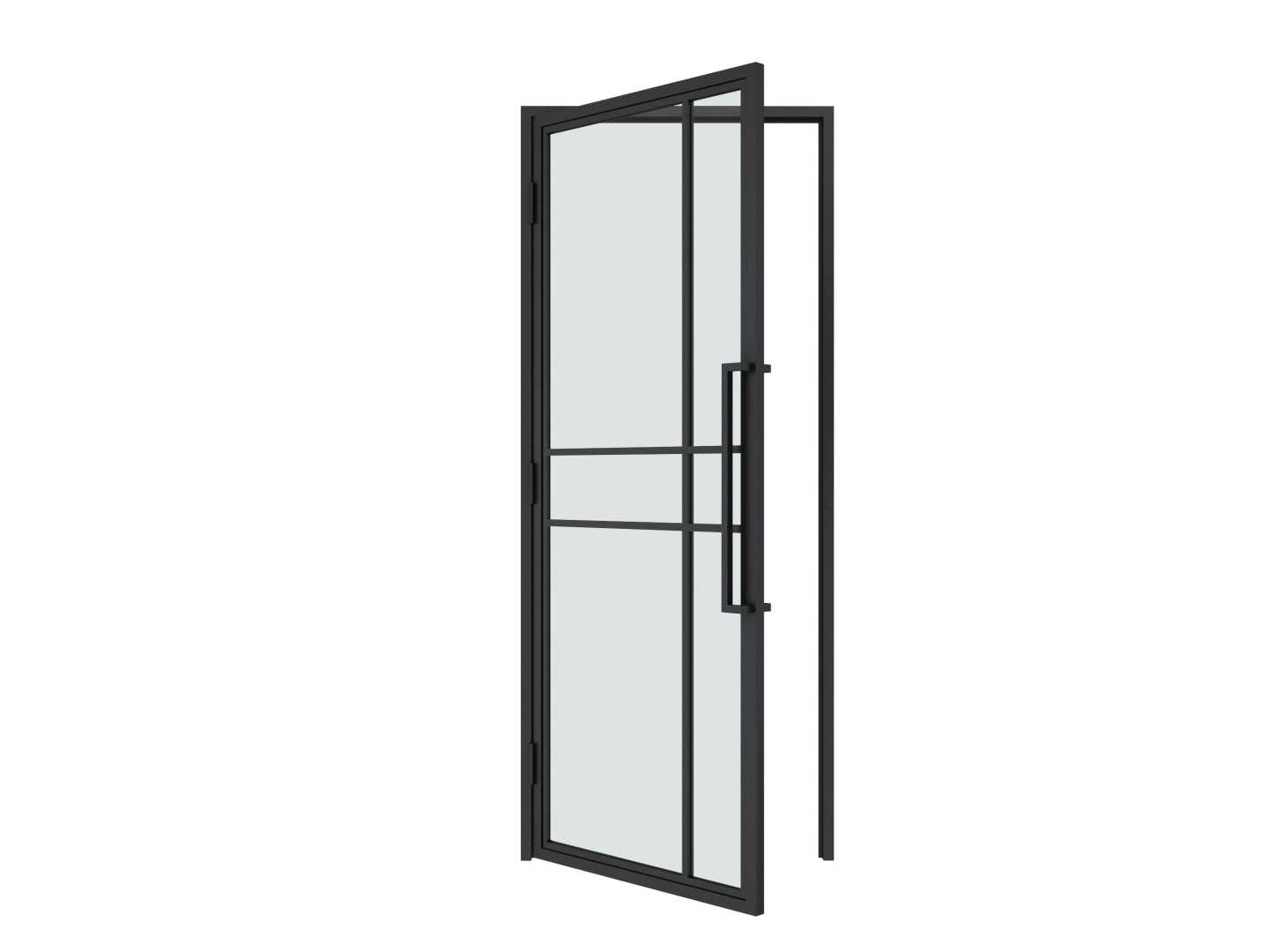 Scharnierdeur 6 vlaks helder glas linksdraaiend Scharnierdeur 6 vlaks helder glas linksdraaiend