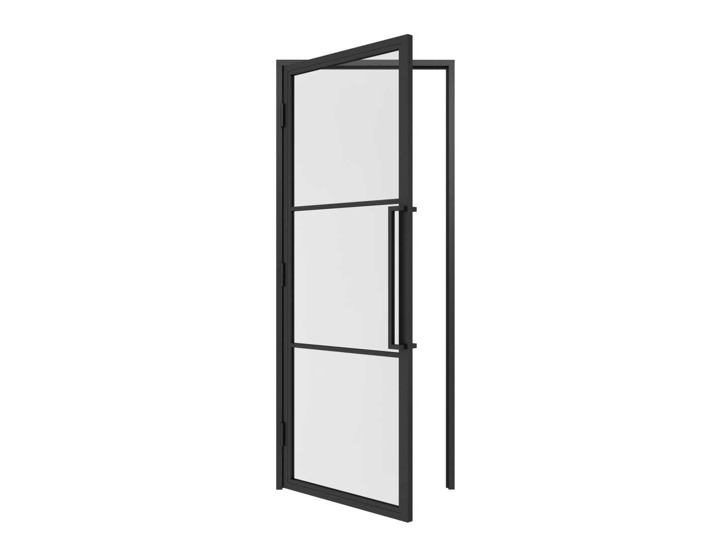 Scharnierdeur 3 vlaks helder glas linksdraaiend Glazen deur met 3 vlakken