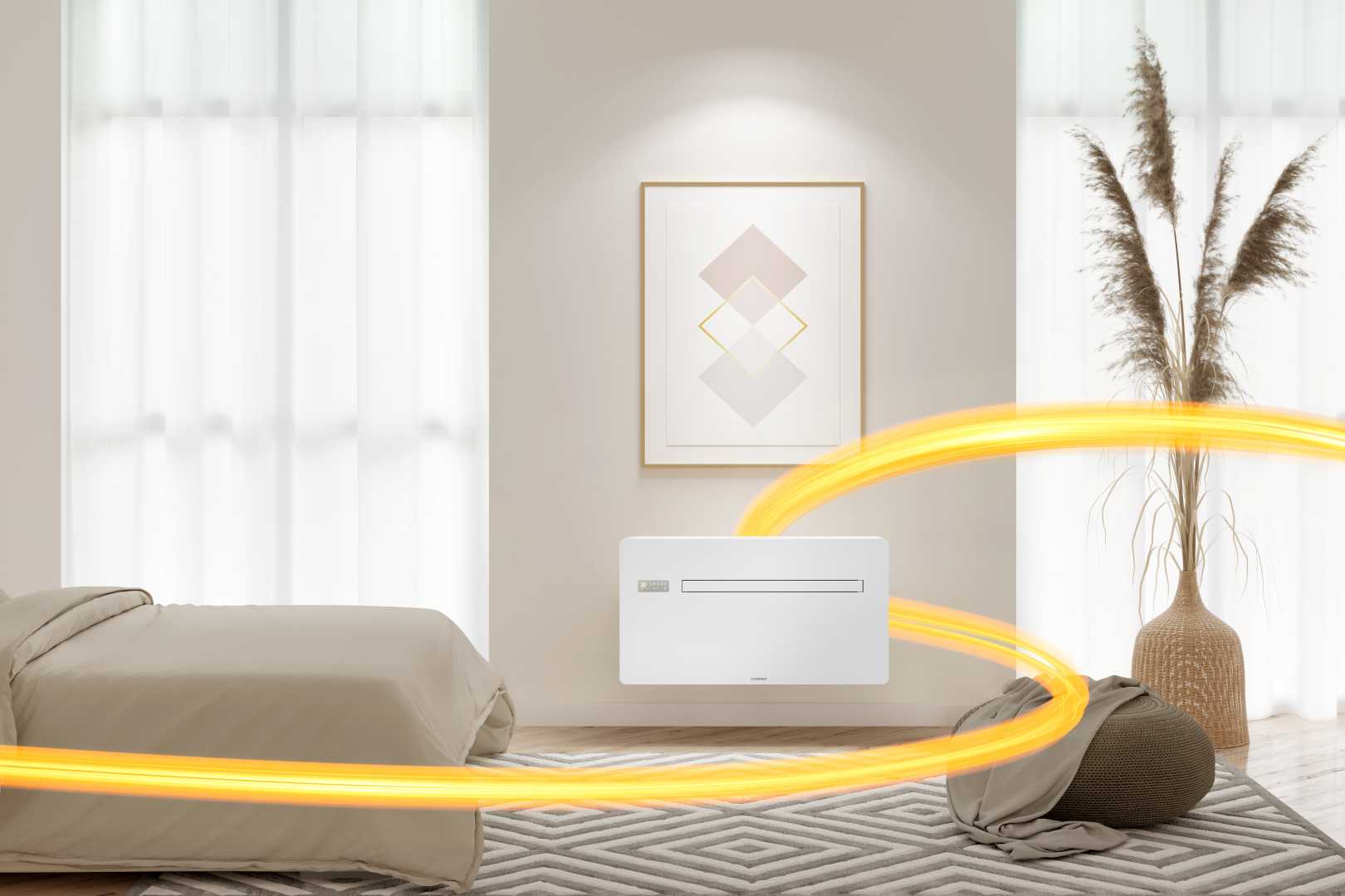 ETHERMA toont slimme stappen naar gasloze appartementen op VSK slaapkamer met infraroodverwarming