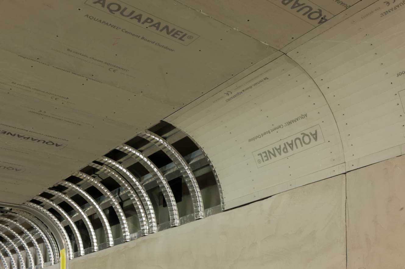 Sfeerbeeld AQUAPANEL® Adam CS gebogen platen Aquapanel