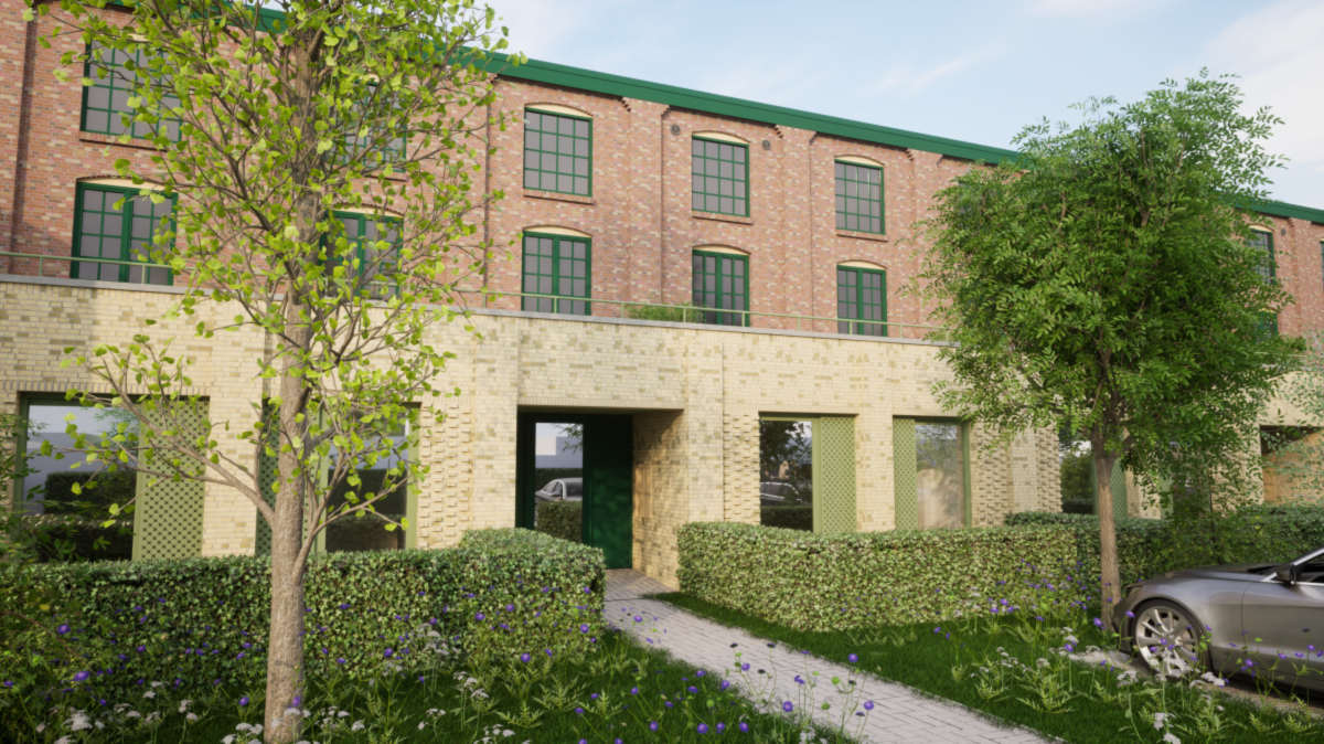 Rechter gevel van het complex