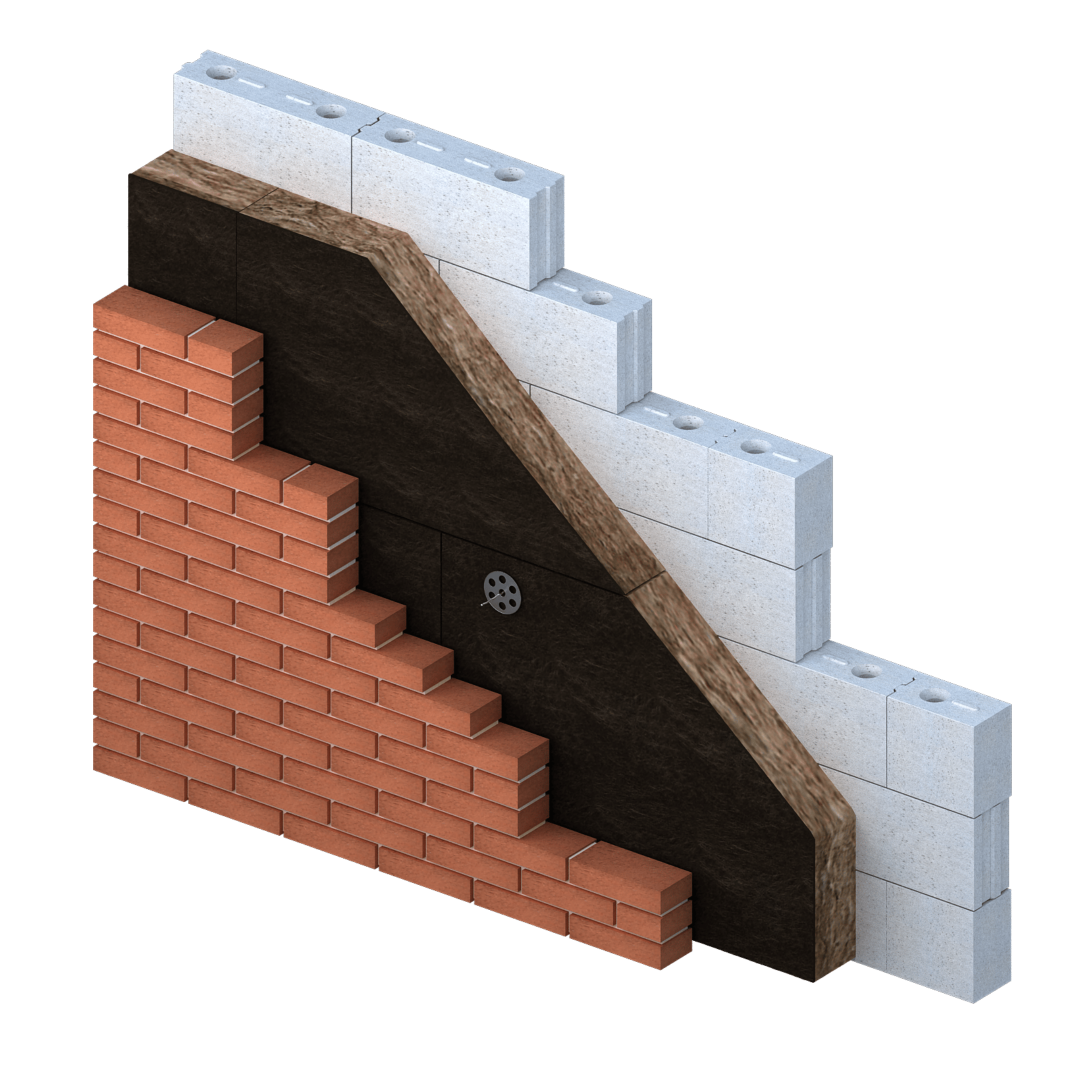 Doorsnede van een spouwmuur