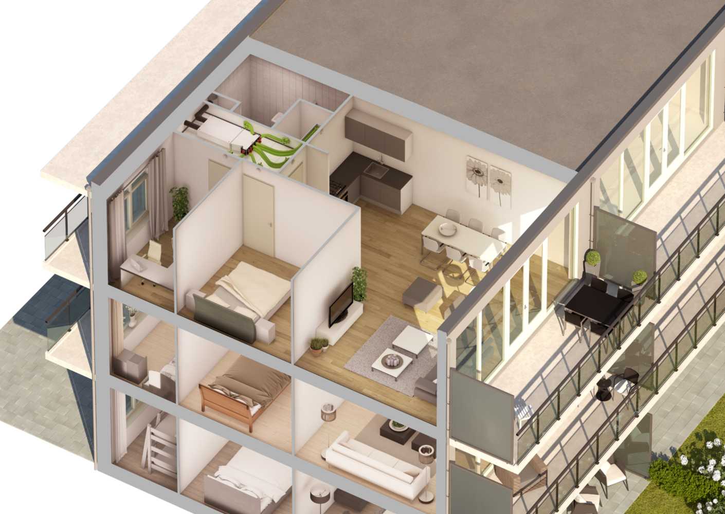 Renovent Sky renovatie - Isometrie appartement Renovent Sky renovatie - Isometrie appartement